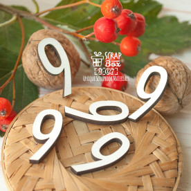  Цифра 9, размер 30 x 13 мм,  Fl-027, Scrapbox 