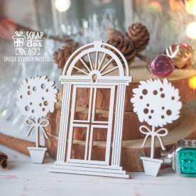 Чіпборд двері з двома деревами, 44 x 68 мм Hh-163, Scrapbox