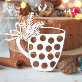 Чипборд новогодняя чашка, 57 x 53 мм Hk-019 , Scrapbox