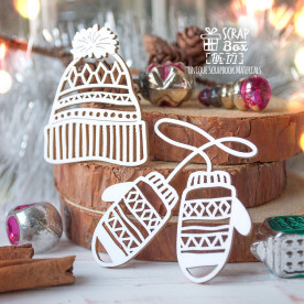 Чипборд набор шапка с варежками, 47x51мм, Scrapbox