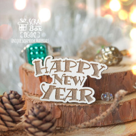 Дерев'яна фішка Happy New Year, 42 x 25 мм Fl-017, Scrapbox