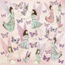 Скраппапір 30х30 см одностороння з глітером Flutterby, Fairy Garden, 30x30, Kaisercraft