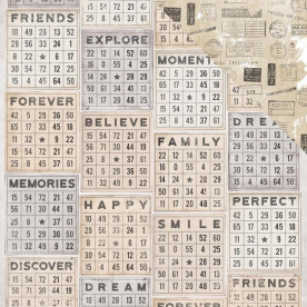 Скраппапір двосторонній STAMPS - PEN & INK 30х30, Kaisercraft