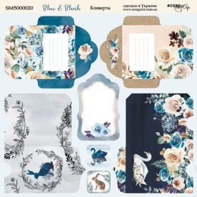 Аркуш двостороннього паперу 20х20см Конверти Blue & Blush Scrapmir