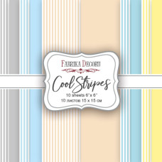 Набір скраппаперу Cool Stripes, 15x15см, 10 аркушів, Фабрика Декору