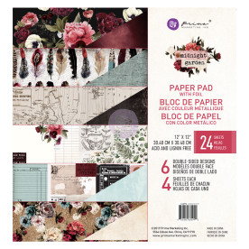 Набір скраппаперу Midnight Garden, з фольги., 30х30 см, 6 листів, Prima