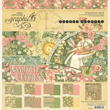 Набір скраппаперу Garden Goddess 16 аркушів + наклейки 30х30 Graphic45