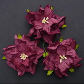  Декоративный цветок гардении цвета бургунди, 7 см.