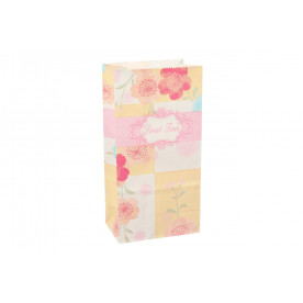 Подарунковий пакет з квітковим принтом, Sweet time, 1 шт, 9х5,5 см, висота 15 см