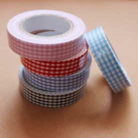 Лента декоративная на клеевой основе, в клеточку, голубая, 5 м, 15 мм
