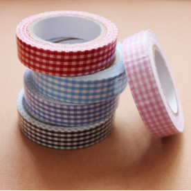 Лента декоративная на клеевой основе, в клеточку, розовая, 5 м, 15 мм