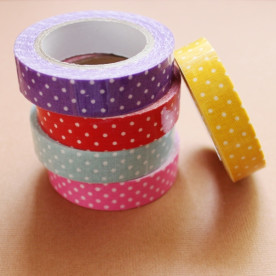 Лента декоративная на клеевой основе, в горошек, желтая, 5 м, 15 мм.