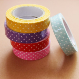 Лента декоративная на клеевой основе, в горошек, голубая, 5 м, 15 мм.