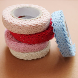 Лента-кружево декоративная на клеевой основе, голубого цвета, 2,5 м, 20 мм.