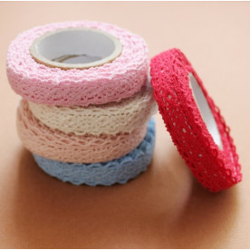 Лента декоративная на клеевой основе, кружево, красная, 2,5 м, 20 мм.