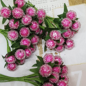 Букет ягідок, цукровий, рожевий, 12 шт, 10 мм