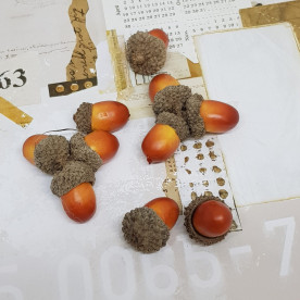 Желудь декоративный, оранжево-коричневый, 1 шт, 2 см