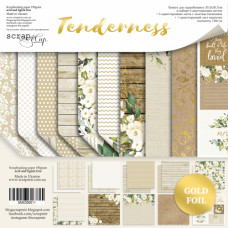 Набор двусторонней бумаги с золотым тиснением 30х30см Tenderness Scrapmir