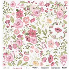 Лист односторонней бумаги для вырезания 30x30 Цветы So Loved Scrapmir