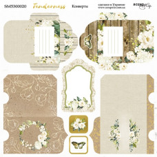 Аркуш двостороннього паперу 20х20см Конверти Tenderness Scrapmir