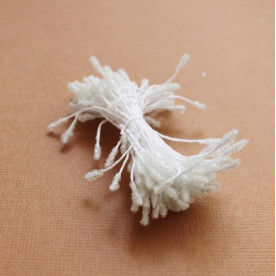 Набор стеклянных тычинок белого цвета, 3 мм, 60 тычинок (30 веточек)