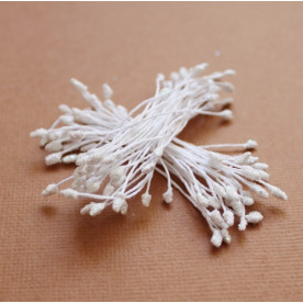 Набор тычинок с глиттером, белого цвета, 3 мм, 60 тычинок (30 веточек)