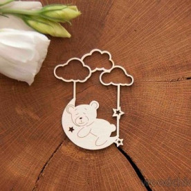 Чипборд Мишка на луне с тучками WOODChic