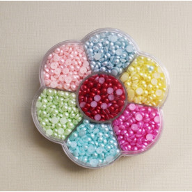 Набір напівперлин, 1500 шт., 5 мм, 7 кольорів