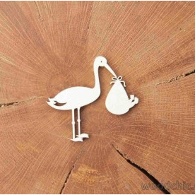 Чипборд Аист с малышом WOODChic