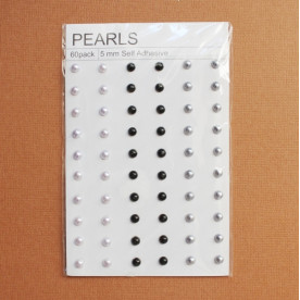 Набор полужемчужин в серебристо-черных тонах, 5 мм, 60 шт.