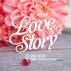 Чіпборд, Напис Love Story, 50х36мм, Scrapbox