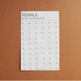 Набір напівперлин білого кольору, 5 мм, 60 шт.