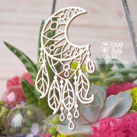 Чіпборд ловець снів Місяць з пір'їнками Но-166, Scrapbox