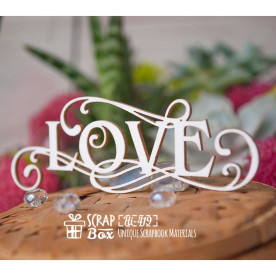 Чіпборд напис Love з завитками Hi-419, Scrapbox