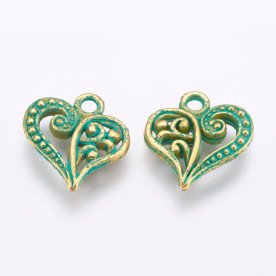 Підвіска Серце, золото з патиною, 14 мм