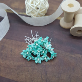 Набор мини-цветочков, 20 шт, 8-10 мм, светло-бирюзовый, Цветочная Фея