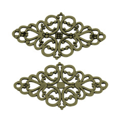 Декор-филигрань Ромб, античная бронза, 42х25 мм