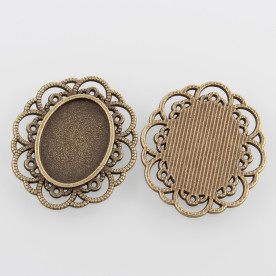 Рамочка - основа під кабошон, антична бронза, розмір рамки 30 мм, розмір кабошона 18х13 мм