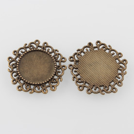 Рамочка - основа під кабошон, антична бронза, розмір рамки 24 мм, розмір кабошона 14 мм