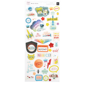 Наклейки Wild Child Boy 2 аркуші 15х30 см, Pink Paislee, 310590
