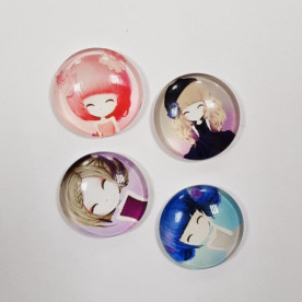 Набір скляних кабошонов Дівчата, 4 шт, 18 мм