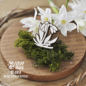 Деревянная фишка подснежник Fl-019, Scrapbox
