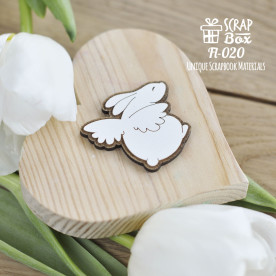 Дерев'яна фішка кролик з крилами Fl-020, Scrapbox