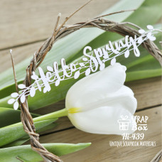 Чіпборд напис "Hello Spring" на гілочці Hi-439, Scrapbox