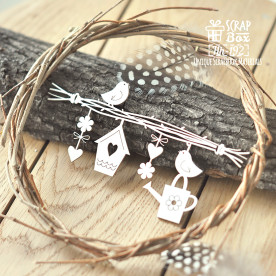 Чипборд композиция из ивовых веток и птичек Hh-192 , Scrapbox