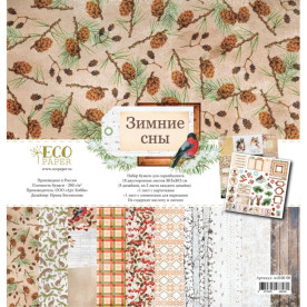 Набор бумаги Зимние сны, 30х30 см, 12 листов, Ecopaper