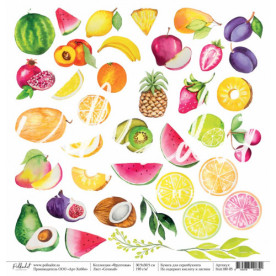 Аркуш скраппаперу Соковитий Фруктова * обкладинка *, 30х30, Polkadot