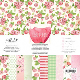 Набор бумаги 20х20 Цветение, 12 листов, Polkadot