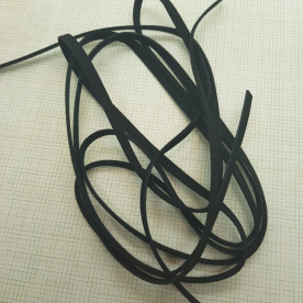 Замшевый шнур, черный, 120 см, 6 мм