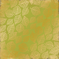 Лист односторонней бумаги с фольгированием, Golden delicate leaves, Botany summer, 30,5х30,5 см, Фабрика Декора